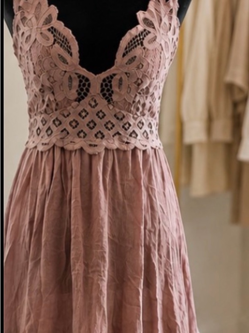 Free People FP One Adella Slip Dress Dusty Rose Crochet Lace Boho